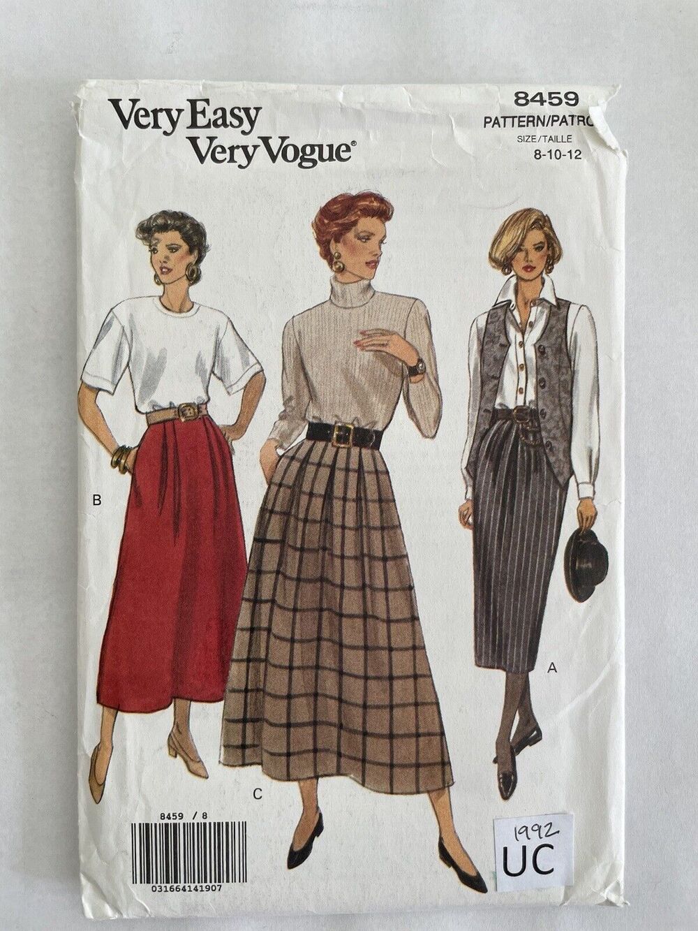 Vogue 8459 Misses A-line Skirt Straight Skirt Easy Sewing Pattern  Sz 8-12 UNCUT